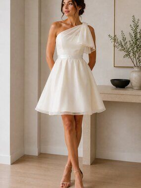 THREAD Ivory One Shoulder Silk Organza Dress Sz 12 NWOT